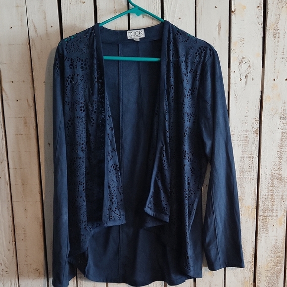Elegant Navy Leather Jacket by - Picture 1 of 3